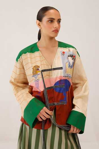 Cord Ivy Color Block Printed Top 