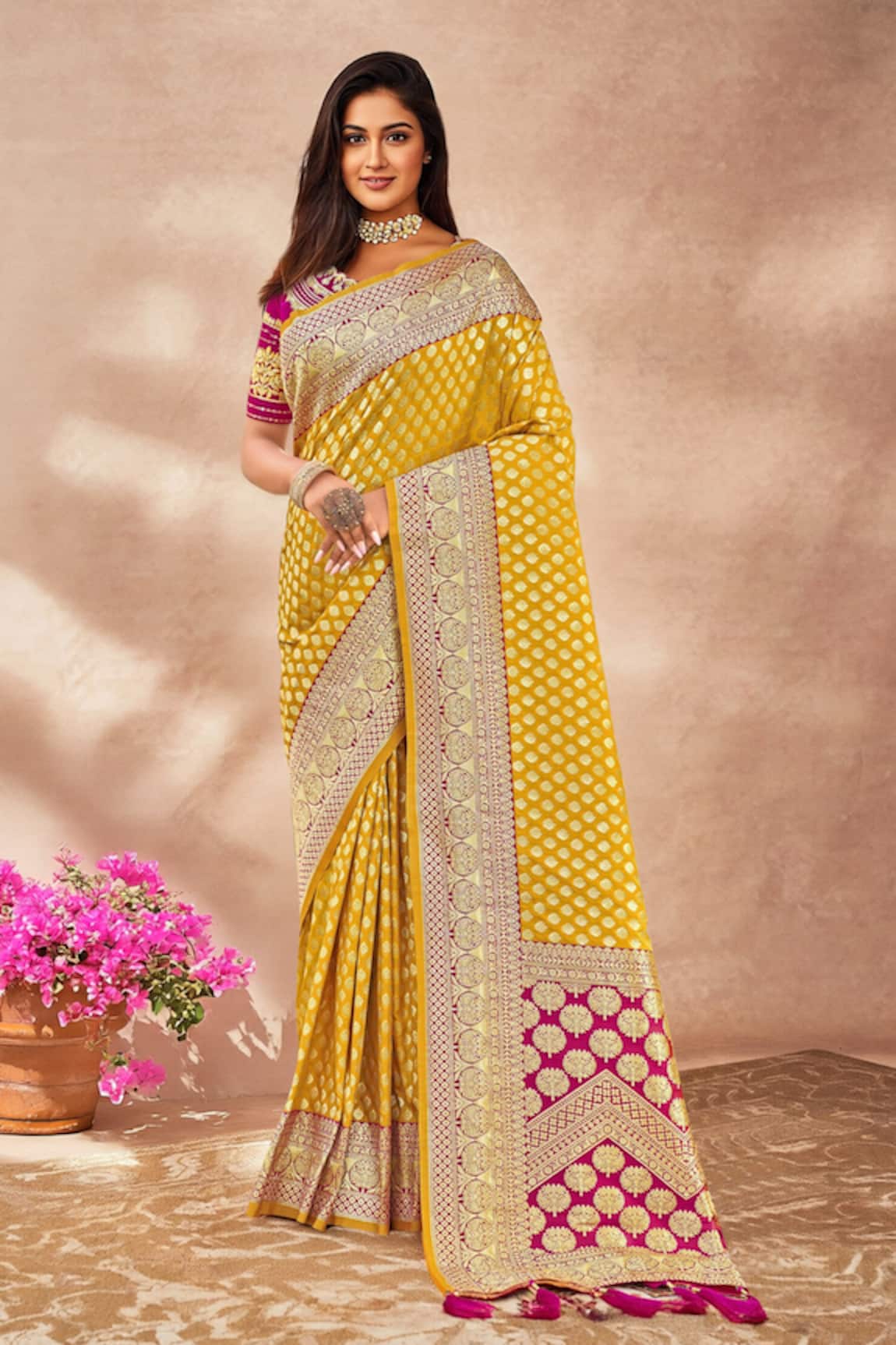 Naintara Bajaj Floral Butti Woven Saree & Embroidered Blouse