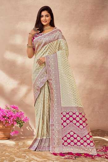 Khwaab By Sanjana Lakhani Floral Woven Saree With Embroidered Blouse 