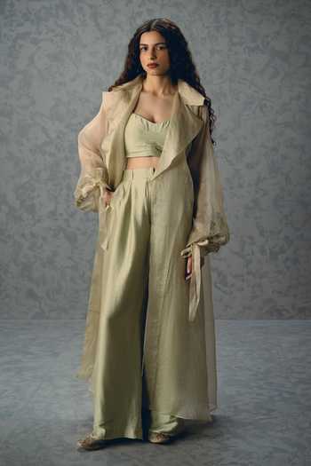 Paulmi And Harsh Lili Embroidered Sleeve Jacket & Pant Set 
