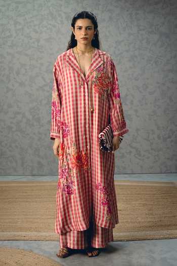 Paulmi And Harsh Emy Gingham Kurta & Palazzo Set 