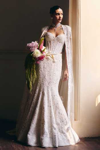 Mishru Zarina Tonal Precious Flowers Corset & Skirt Set 