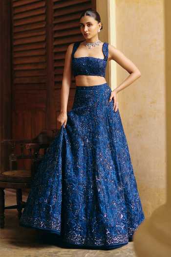 Mishru Dual Tone Embroidered Corset & Lehenga Set 