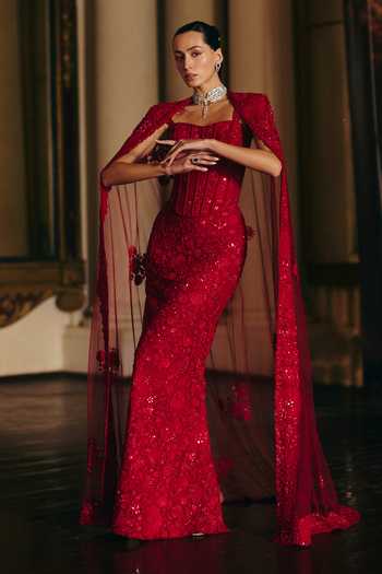 Mishru Gianna Embroidered Corset Skirt Set 