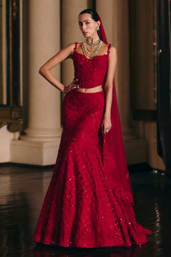 Mishru Yasmin Embroidered Tulle Lehenga Set 