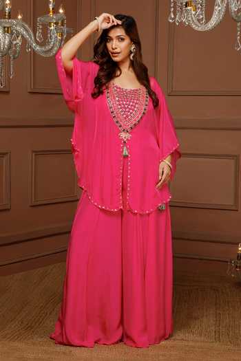 Kanj By Priyanka A Sakhuja Yamna Hand Embroidered Kaftan & Sharara Set 