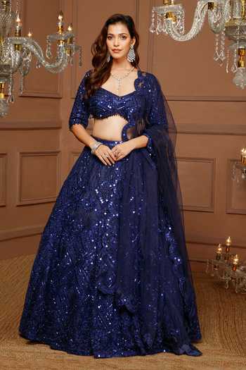 Kanj By Priyanka A Sakhuja Diana Hand Embroidered Tulle Lehenga Set 