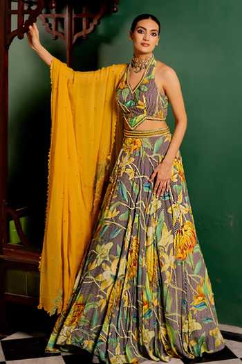 17:17 By Simmi Saboo Floral Printed Lehenga Set 