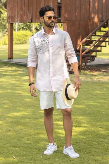 Heartistry by Anky Blush Hand Embroidered Linen Shirt 