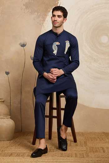 Heartistry by Anky Azure Parrot Hand Embroidered Kurta 