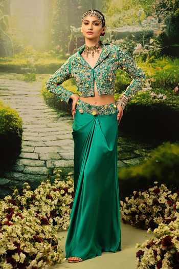 Priyaa Rania Embroidered Jacket & Skirt Set 