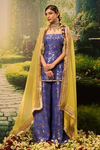 Priyaa Noo Brocade Silk Kurta Sharara Set 