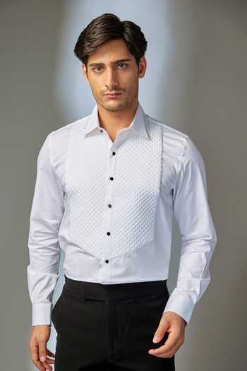 SALIL BHATIA Ivory Quilted Pattern Shirt 