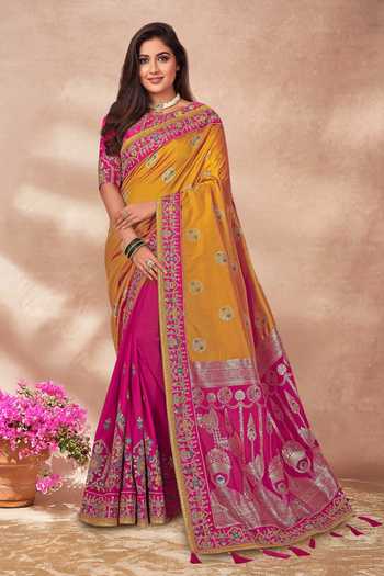 Khwaab By Sanjana Lakhani Palatial Floral Woven Saree Set 