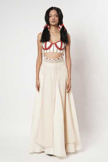Shwetanga Mesh Embellished Kurta Sharara Set 