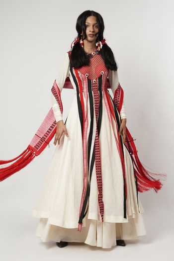 Shwetanga Floating Panelled Anarkali Sharara Set 