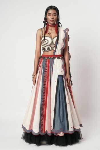 Shwetanga Colorblock Panelled Lehenga Set 