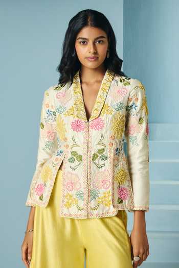 Chandrima Floral Embroidered Chanderi Jacket 