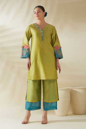Origani Chanderi Silk Kurta & Pant Set