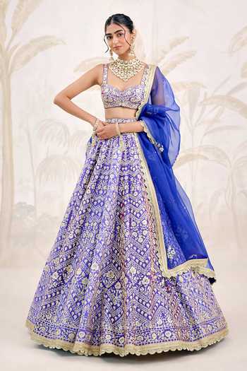 Shyam Narayan Prasad Gold Zari Embroidered Lehenga Set 