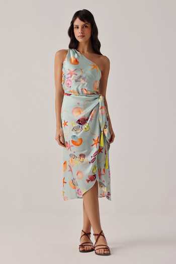 NOIB Isla Placement Print Midi Dress 