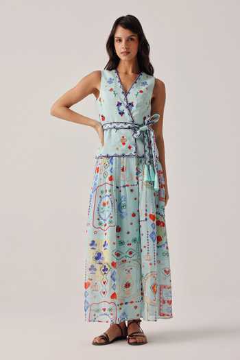 NOIB Avery Tarot Embroidered Maxi Dress With Belt 