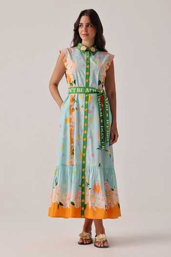 NOIB Vega Hand Embroidered Dress With Belt 