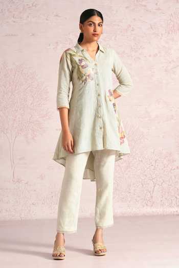 Kaveri Painted Petals Ice Cream Cone Embroidered Kurta 