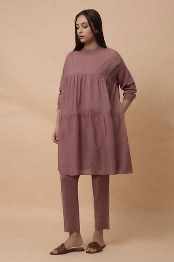 MATI Blush Mul Rib Vena Tunic & Pant Co-ord Set 