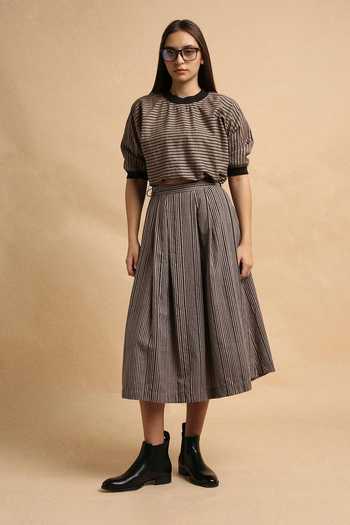 MATI Thin Striped New Sphara Crop Top & Skirt Set 