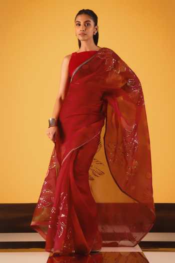 Satya Paul Hello Valentine Silk Organza Saree 