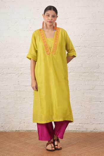 Myoho Placement Embroidered Kurta & Pant Set 