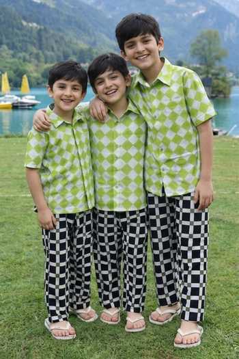 MINIME ORGANICS Geometric Print Shirt & Pant Set 