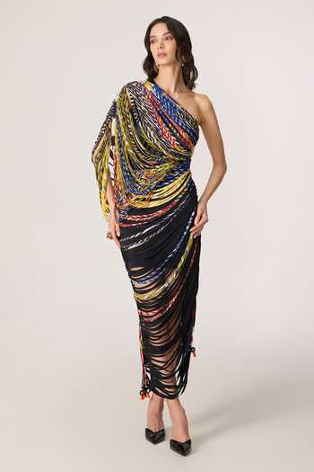 Saaksha & Kinni Viola Print One Shoulder Dress 