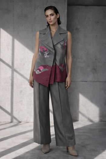 Oja Silk Chanderi Blazer & Trouser Set 