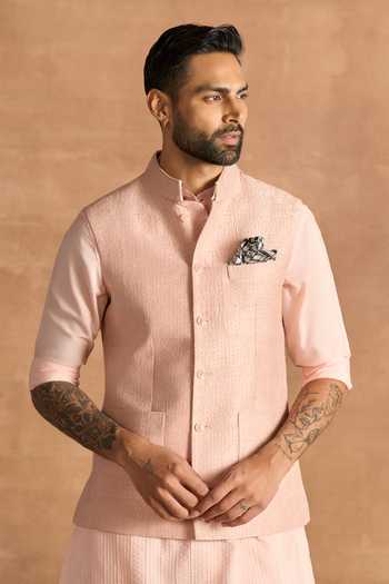 Raghavendra Rathore Jodhpur Raw Silk Nehru Jacket 