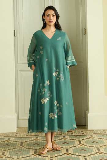 Vaayu Emerald Applique Work Dress 