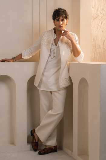 Jatin Malik Valencia Cotton Linen Shacket & Kurta Set 