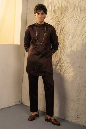 Jatin Malik Mirage Embroidered Linen Silk Kurta Set 