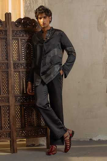 Jatin Malik Moon Veil Linen Silk Kurta Set 