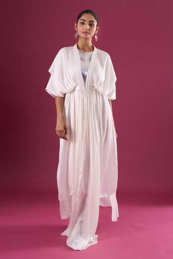 Amit Aggarwal Gathered Chiffon Maxi Dress 