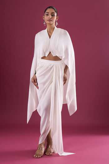 Amit Aggarwal Asymmeric Cape & Skirt Set 