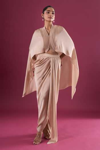 Amit Aggarwal Draped Cape & Skirt Set 