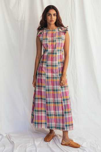 Jodi Sherbet Panel Chanderi Dress 