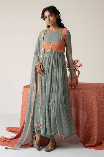 Baise Gaba Nayab Bandhej Print Anarkali Set With Jacket