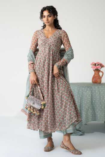 Baise Gaba Noorani Fish Print Anarkali Set 