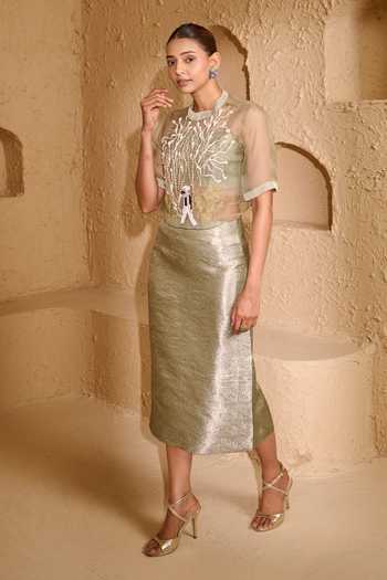 Vedangi Agarwal Embroidered Top Skirt Set