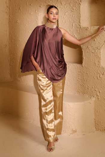 Vedangi Agarwal Neckline Embellished Top & Pant Set