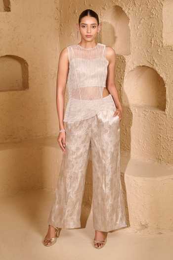 Vedangi Agarwal Sheer Panelled Jacket & Pant Set