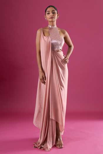 Amit Aggarwal Asymmetric Cutwork Embellished Dress 